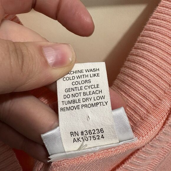 Vtg Fashion Bug Women's V-neck Short Sleeve Sweater Peach Pink Ombré Y2K 18/20 - Picture 4 of 6